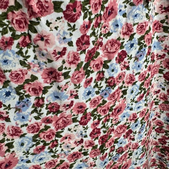 Womens L Floral Red Pink Garden Milkmaid Tradwife Babydoll Coquette Peasant - Picture 8 of 11